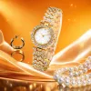 Golden diamond-encrusted ladies' watch, a fashionable, light luxury, simple and versatile wristwatch Specification image